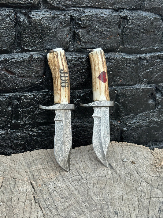 Premium Custom Damascus Skinner Knives with Bolster Handles