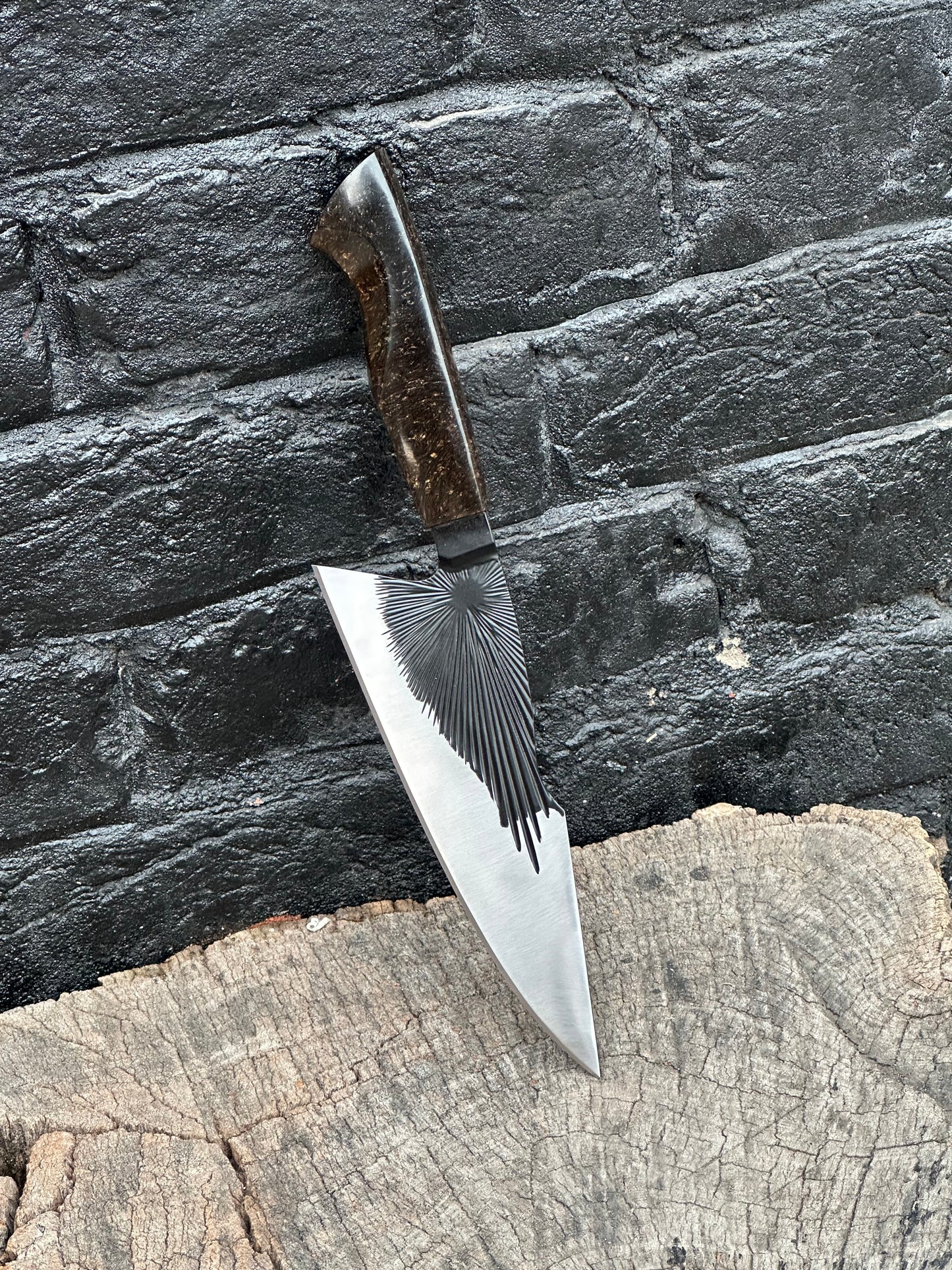 D2 Steel Chef Knife Ultra Sharp Blade Brown Resin Handle