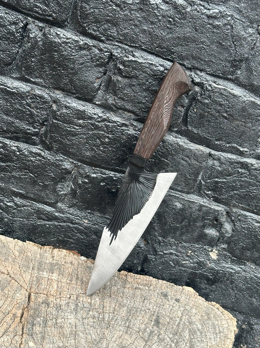 D2 Steel Chef Knife – Sunburst Powder Coated Blade with Ergonomic Grip